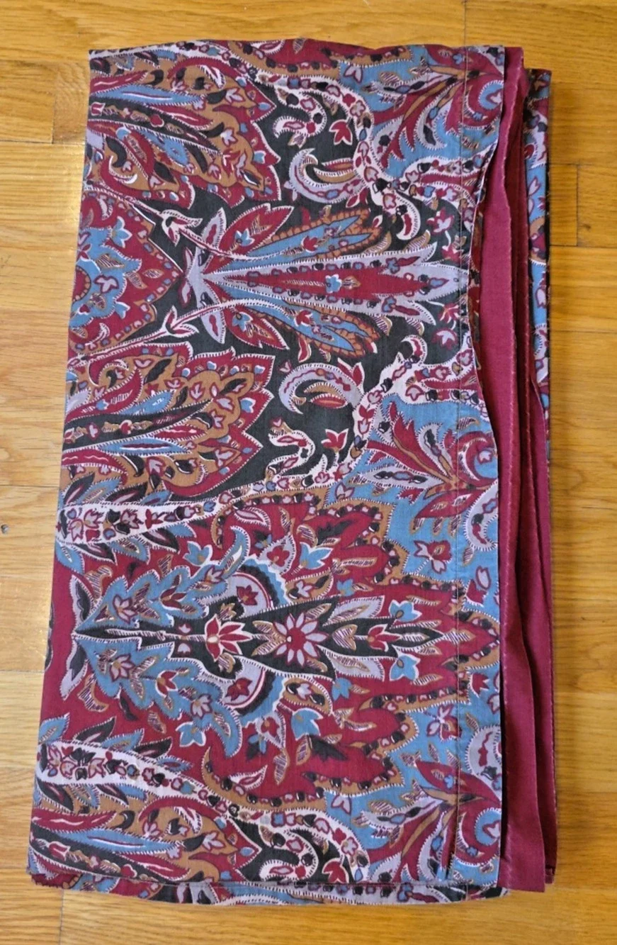 VTG Ralph Lauren Serengetti Red Floral Paisley Flat Sheet Full Cottagecore